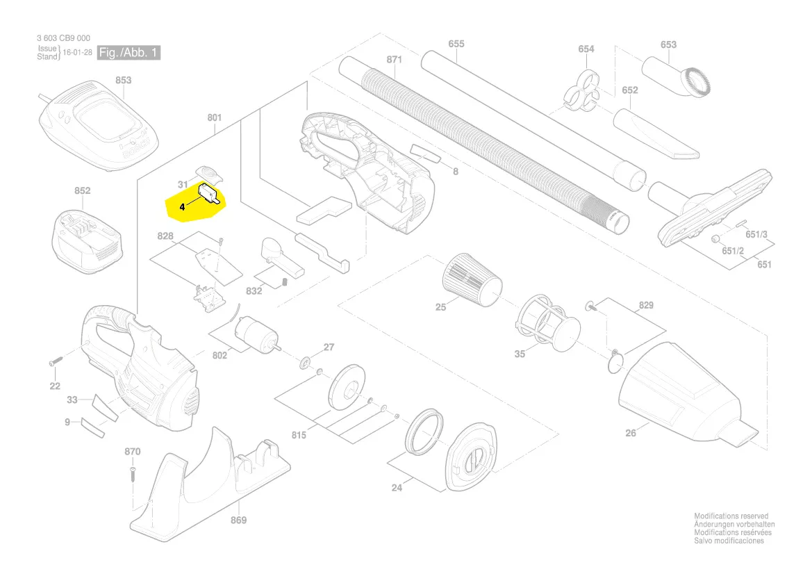 Interrupteur aspirateur PAS 18 LI Bosch